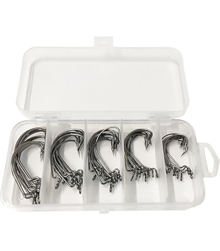 Amazon | Piscorush オフセットフックセット バス釣り ワームフック